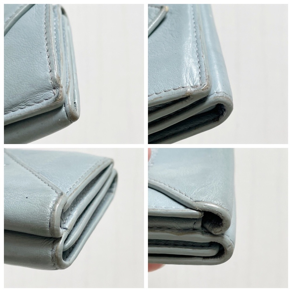 Balenciaga blue leather silver logo mini trifold wallet - Picture 4 of 9